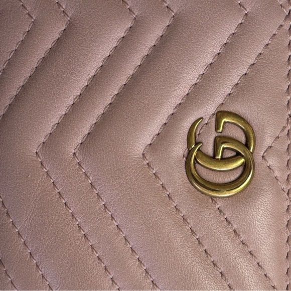 Gucci GG Marmont Pink Quilted Leather Bifold Wallet/ Card Case - Picture 3 of 13